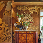 Обои ручная роспись в стиле Арт-деко Deco Dawn Bas Relief on Deep Rich Gold gilded paper варинант исполнения - 2 | Loft Concept в Новосибирске