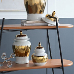 Ваза белая с крышкой и золотистыми фрагментами 24 см Chinoiserie Ceramics варинант исполнения - 4 | Loft Concept в Новосибирске