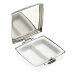 Таблетница карманная квадратная с 2-мя отделениями с зеркалом и накладкой из натурального камня Амазонит Silver Stone Pillboxes варинант исполнения - 2 | Loft Concept в Новосибирске