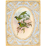 Декоративный постер с изображением птиц в раме с рельефным растительным узором Blooming Birds Poster варинант исполнения - 4 | Loft Concept в Новосибирске