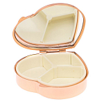 Таблетница карманная в форме сердца с 3-мя отделениями с зеркалом и накладкой из натурального камня Лепидолит Red Gold Stone Pillboxes варинант исполнения - 3 | Loft Concept в Новосибирске