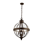 Подвесной светильник бронзового цвета с прозрачным стеклянным плафоном в форме шара в индустриальном стиле на цепи 4 лампы Feiss варинант исполнения - 2 | Loft Concept в Новосибирске