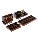 Часы настольные в виде паровоза из натурального камня Обсидиан Train Stone Clock варинант исполнения - 3 | Loft Concept в Новосибирске