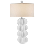 Настольная лампа белая с тканевым абажуром в форме цилиндра Morphing варинант исполнения - 3 | Loft Concept в Новосибирске