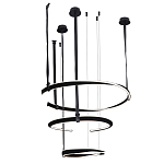 Люстра подвесная с 3-мя кольцами из кожаных ремней черного цвета Half Ring Horizontal  варинант исполнения - 2 | Loft Concept в Новосибирске