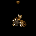 Люстра подвесная со стеклянными плафонами из дымчатого и золотистого с тремя вертикальными подвесками Gilded Mirage  варинант исполнения - 6 | Loft Concept в Новосибирске