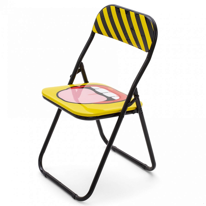 Стул Seletti Folding Chair Tongue Желтый Черный в Новосибирске | Loft Concept 