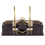 Настольный письменный набор из бежевого мрамора с часами Marble Accessory варинант исполнения - 3 | Loft Concept в Новосибирске