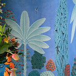 Обои ручная роспись Malwa Special Colourway on blue painted Xuan paper варинант исполнения - 2 | Loft Concept в Новосибирске