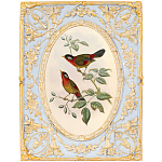 Декоративный постер с изображением птиц в раме с рельефным растительным узором Blooming Birds Poster варинант исполнения - 7 | Loft Concept в Новосибирске