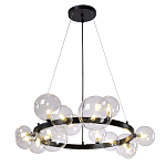 Люстра круглая подвесная с 15-ю прозрачными шарообразными плафонами из стекла Iona chandelier варинант исполнения - 8 | Loft Concept в Новосибирске