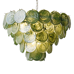 Люстра из зеленых стеклянных дисков с перламутровым эффектом Green Glowing Glaze варинант исполнения - 6 | Loft Concept в Новосибирске