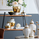 Ваза с золотыми полосами на белом фоне Chinoiserie Ceramics варинант исполнения - 4 | Loft Concept в Новосибирске