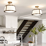 Потолочный светильник со светлым текстильным абажуром Hinkley варинант исполнения - 10 | Loft Concept в Новосибирске