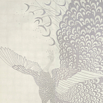 Обои ручная роспись в стиле Арт-деко Whistler Peacocks Special Colourway on 12 Carat White Gold gilded silk варинант исполнения - 2 | Loft Concept в Новосибирске