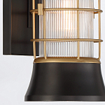 Настенный фонарь цилиндрической формы с рифленым стеклом в золотом каркасе на черном прямоугольном основании Eurofase варинант исполнения - 14 | Loft Concept в Новосибирске