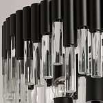 Люстра круглая из матового черного металла с подвесками из прозрачных стеклянных трубок Noir Tubes варинант исполнения - 7 | Loft Concept в Новосибирске