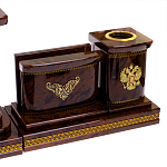 Настольный письменный набор с часами и визитницами из природного камня обсидиана Royal Present варинант исполнения - 3 | Loft Concept в Новосибирске