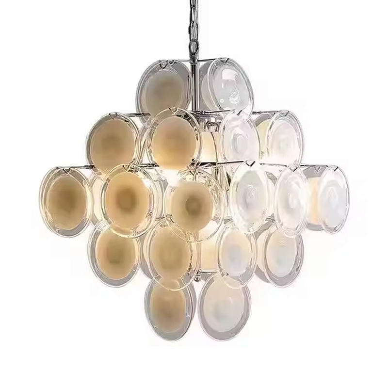 Люстра с каскадом из круглых декоративных элементов White Clear Glass Chandelier Белый Хром Прозрачный Люстра с каскадом из круглых декоративных элементов White Clear Glass Chandelier Белый Хром Прозрачный в Новосибирске | Loft Concept