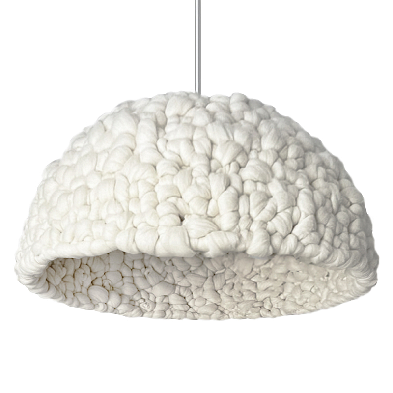 Вязаный подвесной светильник из шерсти Dome Wool Lamp Белый Вязаный подвесной светильник из шерсти Dome Wool Lamp Белый в Новосибирске | Loft Concept