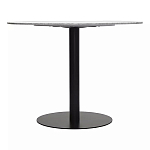 Круглый обеденный стол с белой мраморной столешницей White Tabletop on Black Base варинант исполнения - 4 | Loft Concept в Новосибирске