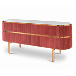 Дизайнерский комод овальный с розовой бархатной обивкой Edith варинант исполнения - 1 | Loft Concept в Новосибирске