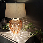 Настольная лампа с фактурным стеклянным основанием красного цвета с хромированной деталью у горловины и белым абажуром из искусственного шёлка Elstead Lighting варинант исполнения - 2 | Loft Concept в Новосибирске