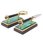 Настольный письменный набор из малахита и долерита с декором в виде герба России Leader Organizer варинант исполнения - 5 | Loft Concept в Новосибирске