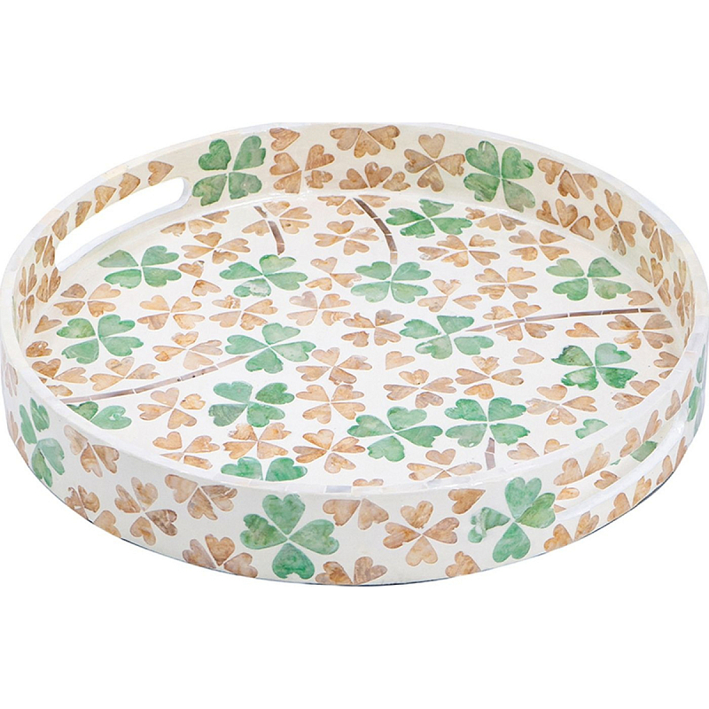 Поднос Clover leaves Бежевый Розовый Зеленый Поднос Clover leaves Бежевый Розовый Зеленый в Новосибирске | Loft Concept
