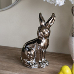 Статуэтка заяц из текстурированной терракоты и покрытый глянцевой краской под бронзу Rabbit Charm  варинант исполнения - 5 | Loft Concept в Новосибирске