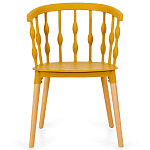 Пластиковый стул на ножках из массива бука Ferret Spiral Mustard варинант исполнения - 2 | Loft Concept в Новосибирске