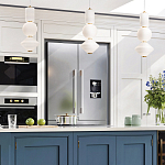 Подвесной светильник белого цвета с тремя геометрическими плафонами Alora Mood варинант исполнения - 12 | Loft Concept в Новосибирске