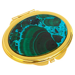 Зеркало карманное складное овальное из натурального камня Малахит с Хризоколлой Gold Stone Mirrors варинант исполнения - 1 | Loft Concept в Новосибирске