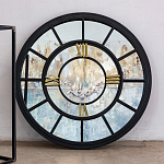 Зеркало настенное в чёрной металлической раме в виде часов Mirror Tower Clock варинант исполнения - 3 | Loft Concept в Новосибирске