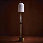 Торшер с белым фактурным абажуром и декором из черных сфер Echoes of Light варинант исполнения - 1 | Loft Concept в Новосибирске