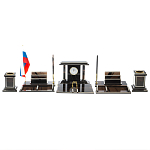 Настольный письменный набор с часами из природного камня обсидиана Team leader варинант исполнения - 1 | Loft Concept в Новосибирске