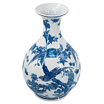 Ваза с мотивами цветущего сада с попугаями Blue Vase Inspired by Nature варинант исполнения - 1 | Loft Concept в Новосибирске