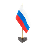 Флагшток настольный с флагом России из камня обсидиан Stone Flagpole варинант исполнения - 2 | Loft Concept в Новосибирске