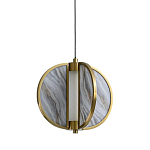 Подвесной светильник с круглым плафоном из искусственного алебастра в бронзовой оправе Marbella варинант исполнения - 1 | Loft Concept в Новосибирске