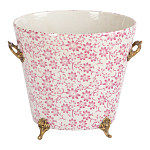 Кашпо из белого фарфора с розовым цветочным орнаментом Eden Garden варинант исполнения - 1 | Loft Concept в Новосибирске