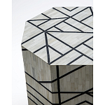 Приставной столик с инкрустацией Black and White Geometry bone bedside table варинант исполнения - 1 | Loft Concept в Новосибирске