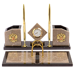 Настольный письменный набор из бежевого мрамора с часами Marble Accessory варинант исполнения - 1 | Loft Concept в Новосибирске