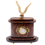 Часы настольные бронзовые из натурального камня Лемезит с декором в виде горного орла Eagle Stone Clock варинант исполнения - 1 | Loft Concept в Новосибирске