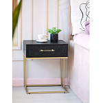 Приставной столик с резным узором на выдвижном ящике Black Table Carved Pattern варинант исполнения - 8 | Loft Concept в Новосибирске