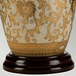 Настольная лампа с фарфоровым основанием с декоративным орнаментом и белым абажуром на темной круглой подставке Elstead Lighting варинант исполнения - 9 | Loft Concept в Новосибирске