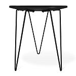 Стол журнальный с круглой столешницей из стекла на 3-х черных ножках Beige Marble варинант исполнения - 4 | Loft Concept в Новосибирске