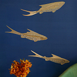 Обои с вышивкой ручной работы Deco Fish Aurum colourway on Caribbean Sea slub silk варинант исполнения - 1 | Loft Concept в Новосибирске