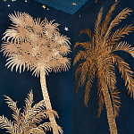 Обои с вышивкой ручной работы Deco Palms Original colourway on velvet варинант исполнения - 3 | Loft Concept в Новосибирске