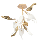 Люстра потолочная с белыми матовыми и золотыми глянцевыми листьями Wintery flovers варинант исполнения - 1 | Loft Concept в Новосибирске