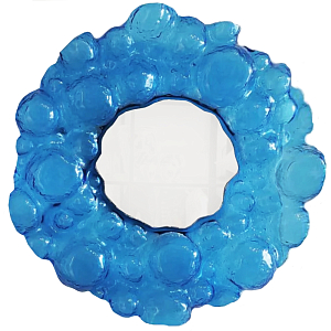 Дизайнерское Зеркало из синего стекла Blue Bubbles Mirror 